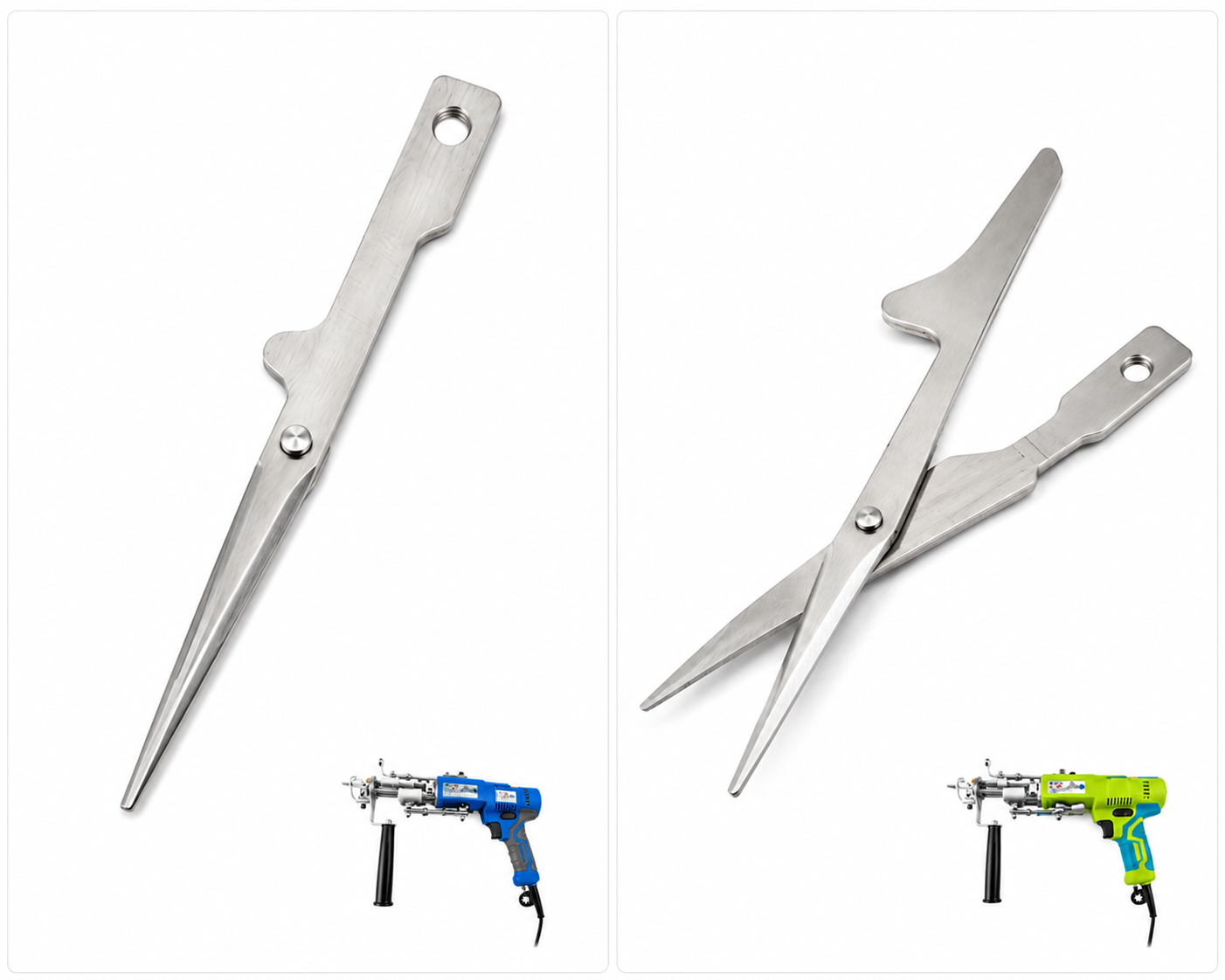AK-V tufting gun scissors shown from two angles