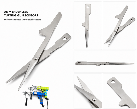 AK-V brushless tufting gun scissors detail guide