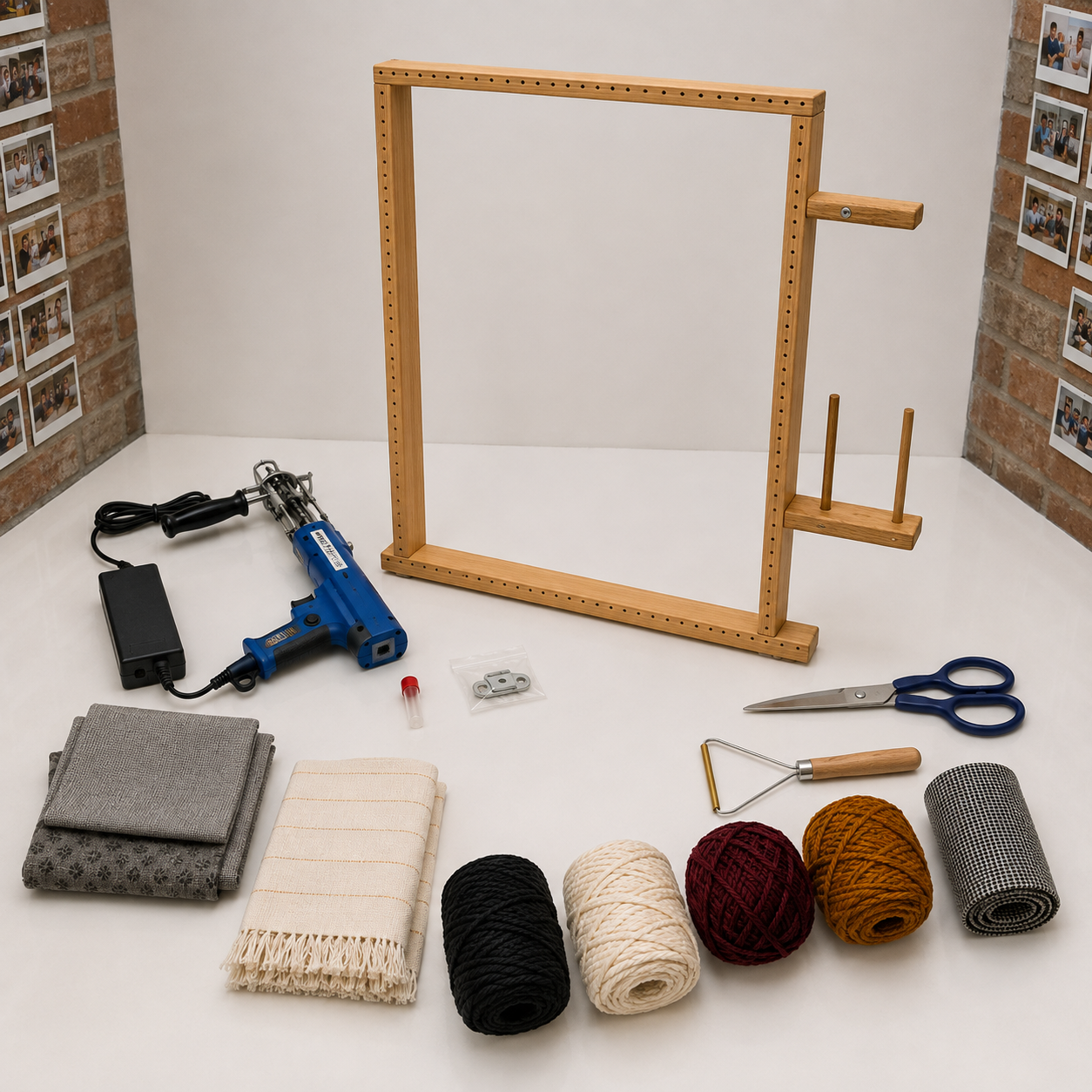 First Rug Kit complete setup in the Tuft & Craft studio
