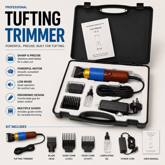 Wired tufting trimmer kit and included accessories